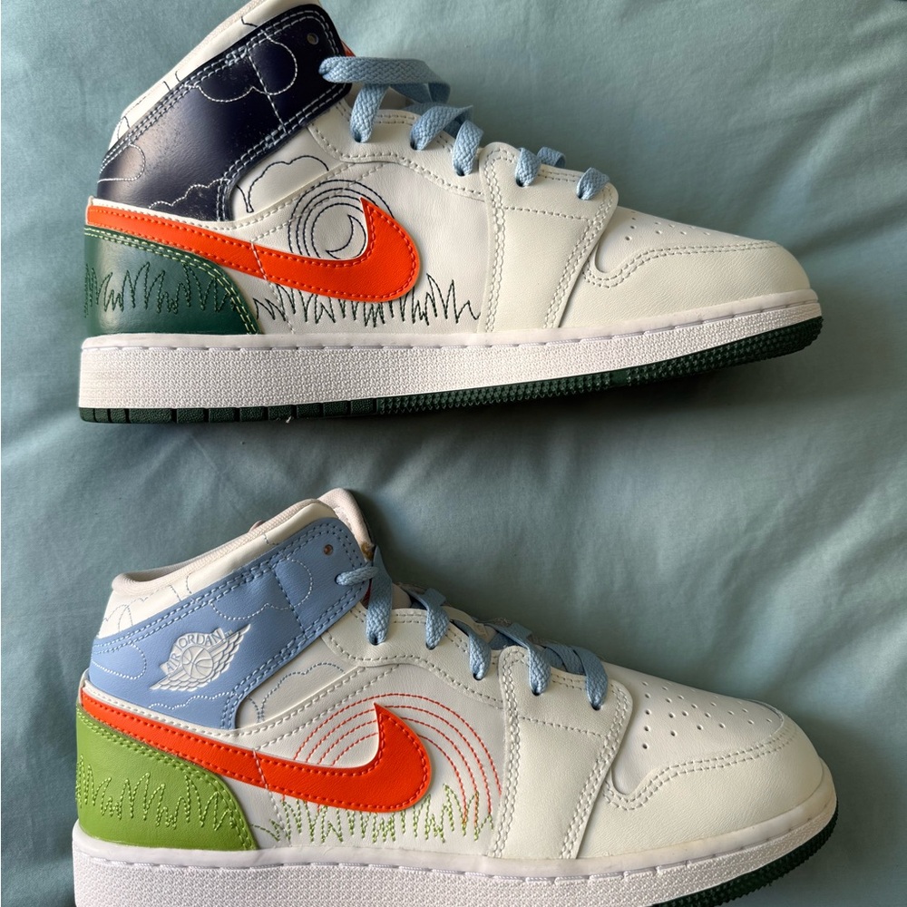 Stylish Women's Sneakers with Orange and Green Accents